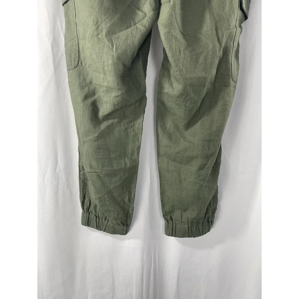 Banana Republic Women's Olive Green Linen Blend Cargo Drawstring Jogger Medium